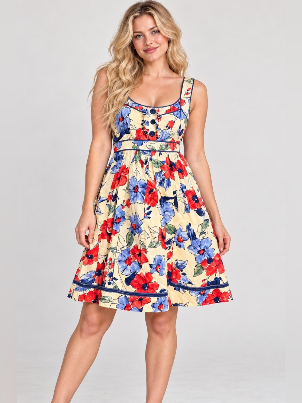 Jessica Simpson Floral Mini Dress in Cream & Red Size 4
